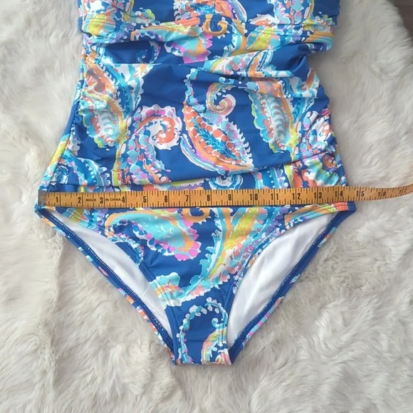 J McLAUGHLIN Blue Watercolor Paisley Koa One-Piece - NWT - Picture 7 of 8